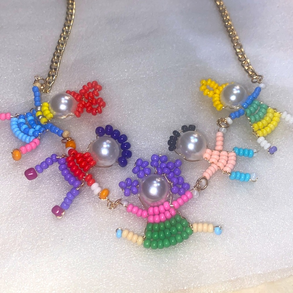 Colorful Beaded Necklace with Pearl Accents